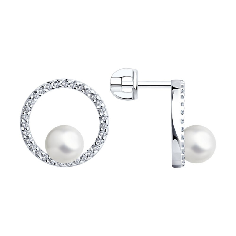 Серьги SOKOLOV из серебра с жемчугом и фианитами