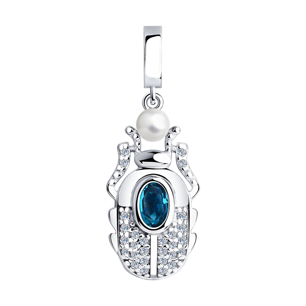 Подвеска SOKOLOV из серебра с жемчугом Swarovski, кристаллом Swarovski и фианитами