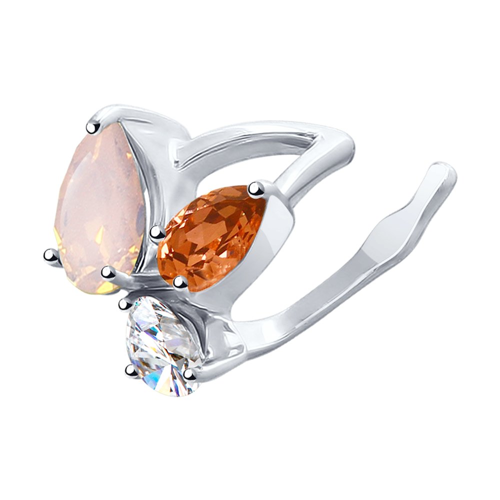 Серьга SOKOLOV из серебра с бесцветным и розовыми кристаллами Swarovski