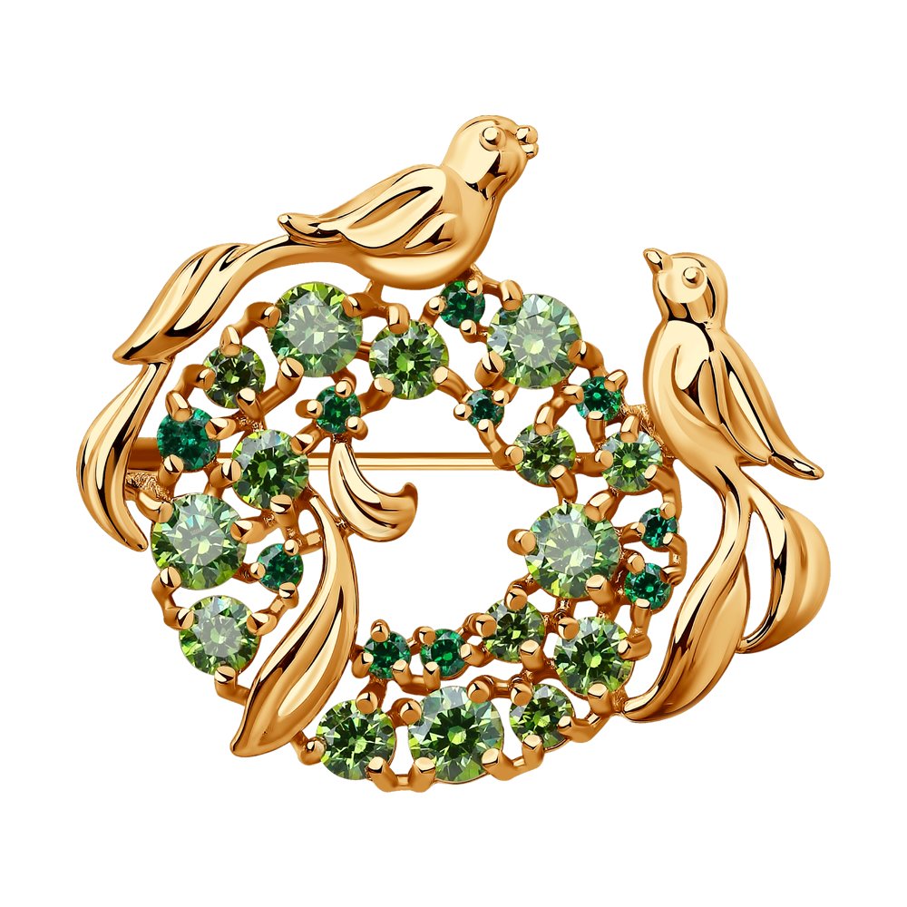 Брошь SOKOLOV из золота со Swarovski Zirconia и фианитами