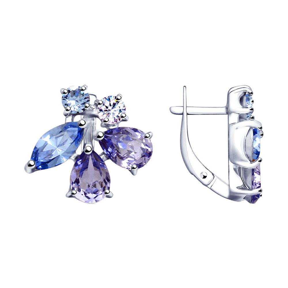 Серьги SOKOLOV из серебра с синими и сиреневыми кристаллами Swarovski