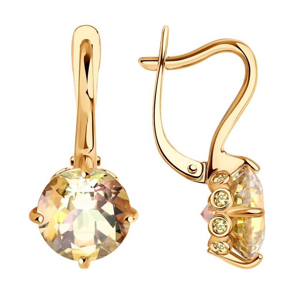 Серьги SOKOLOV из золота с топазами Swarovski и жёлтыми Swarovski Zirconia