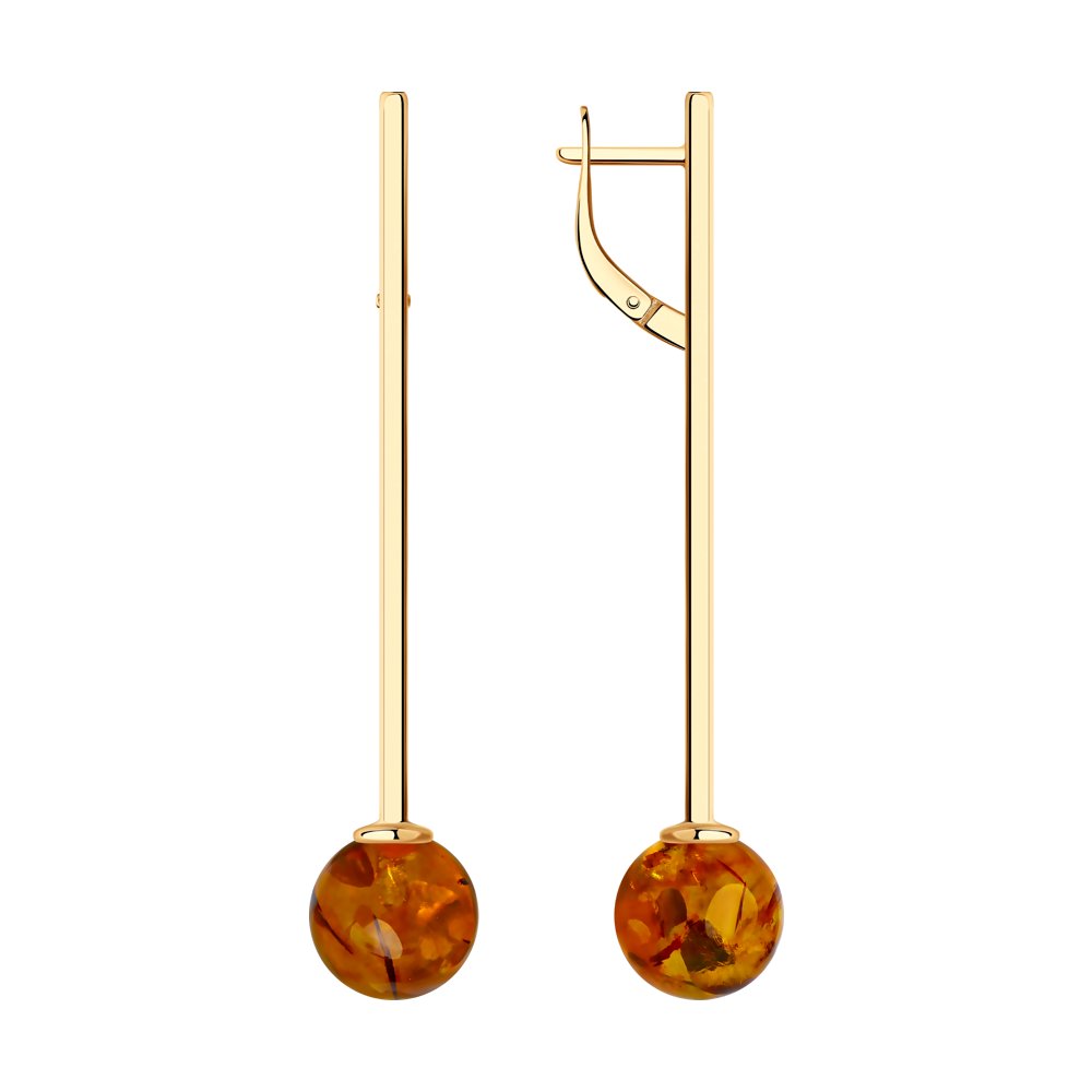 Серьги SOKOLOV из серебра с синтетическими янтарями