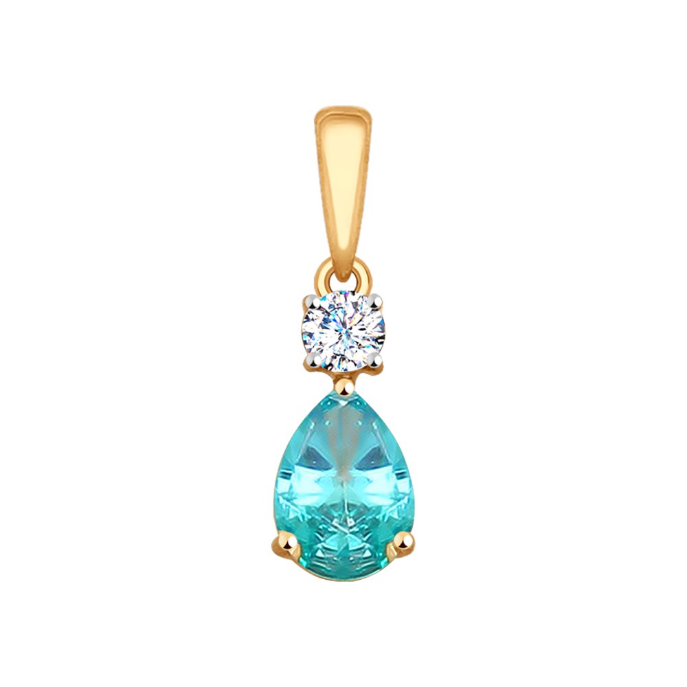Подвеска SOKOLOV из золота с бесцветным и зелёным Swarovski Zirconia