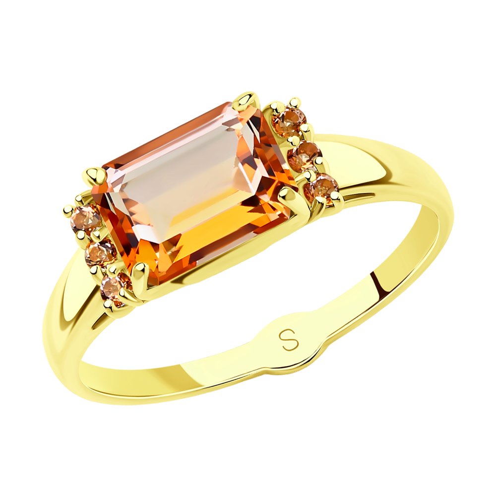 Кольцо SOKOLOV из желтого золота с топазами Swarovski