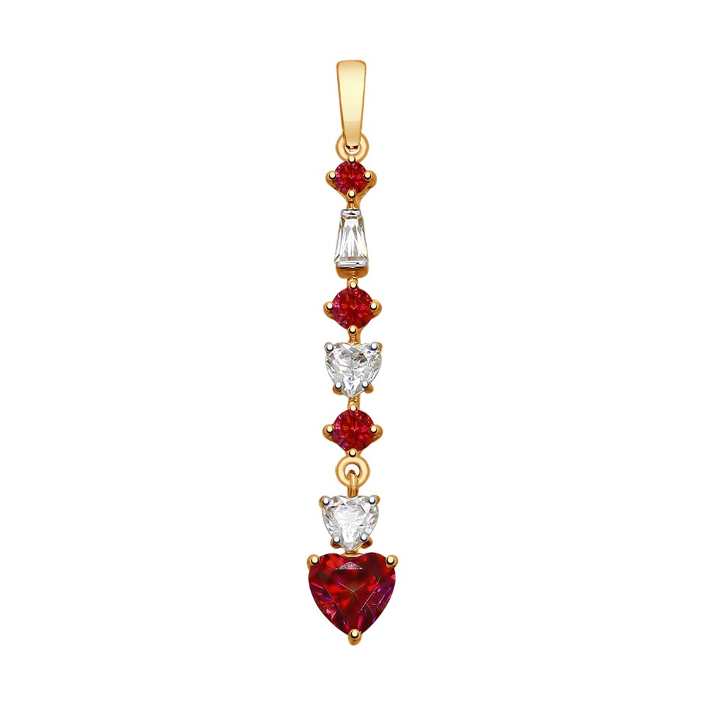 Подвеска SOKOLOV из золота с бесцветными и красными Swarovski Zirconia