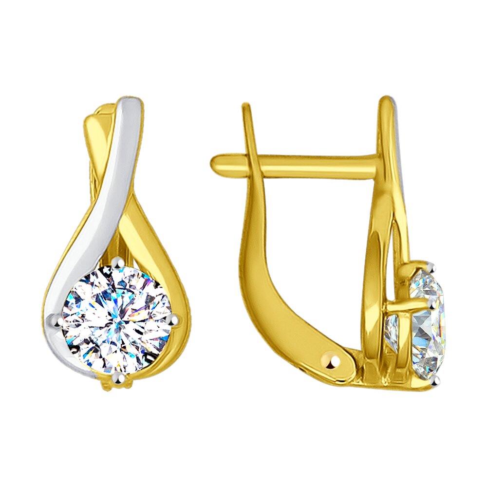 Серьги SOKOLOV из желтого золота со Swarovski Zirconia
