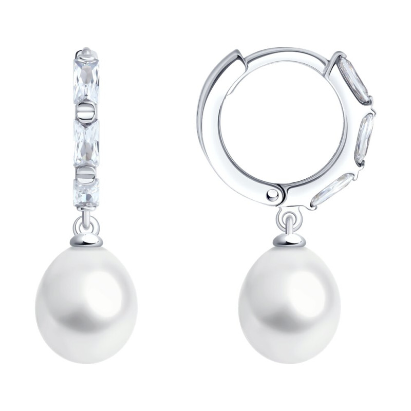 Серьги SOKOLOV из серебра с жемчугом и фианитами