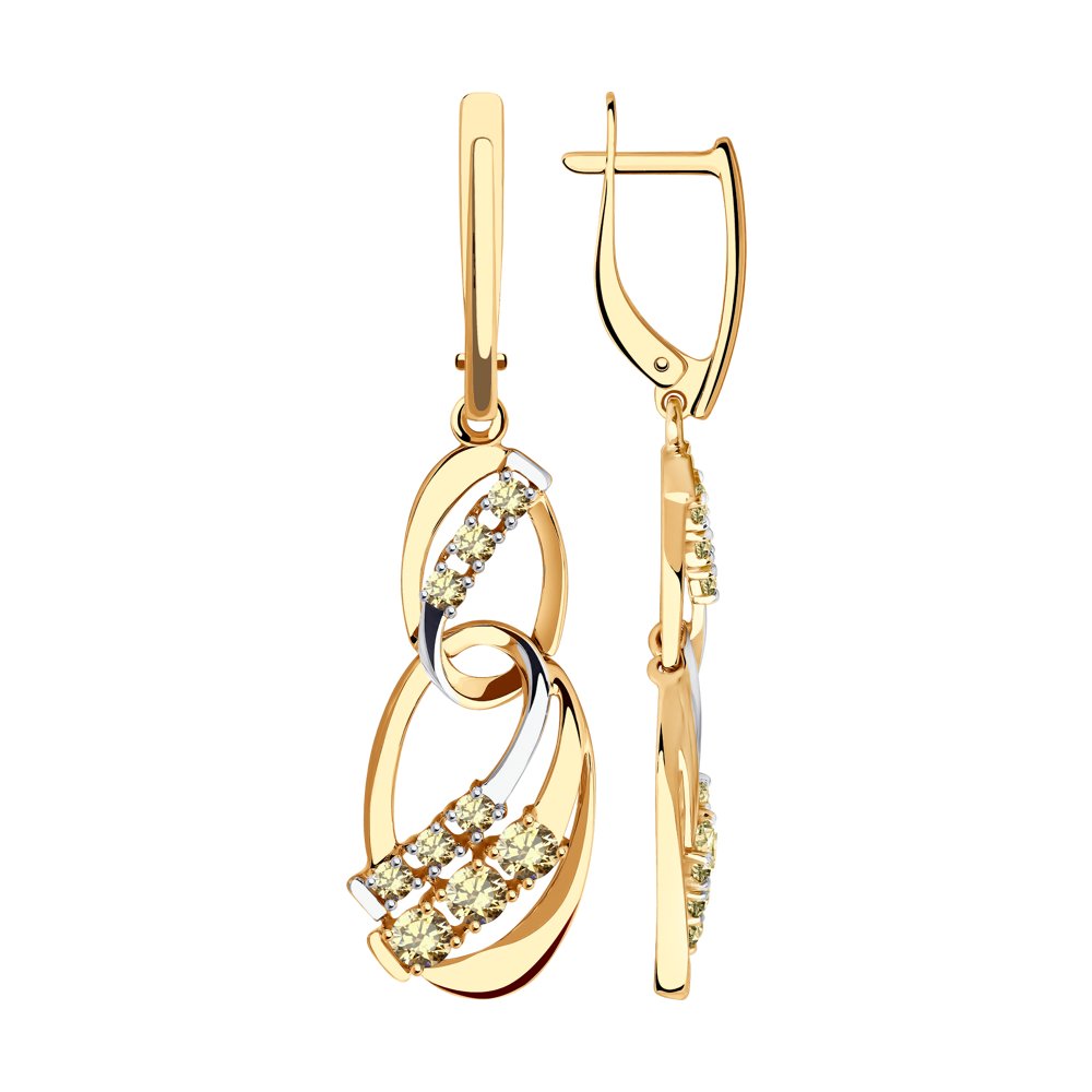 Серьги SOKOLOV из золота с жёлтыми Swarovski Zirconia