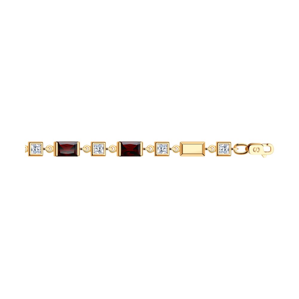 Браслет SOKOLOV из золота с гранатами и Swarovski Zirconia
