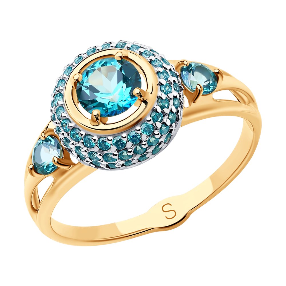 Кольцо SOKOLOV из золота с топазами Swarovski и фианитами