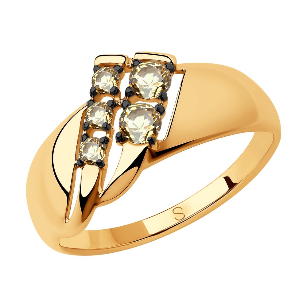 Кольцо SOKOLOV из золота с жёлтыми Swarovski Zirconia