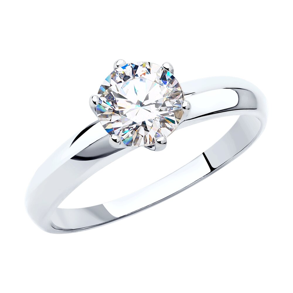 Помолвочное кольцо SOKOLOV из белого золота 585 пробы со Swarovski Zirconia