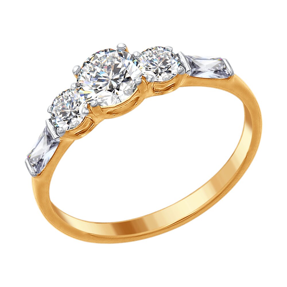 Кольцо SOKOLOV из золочёного серебра со Swarovski Zirconia