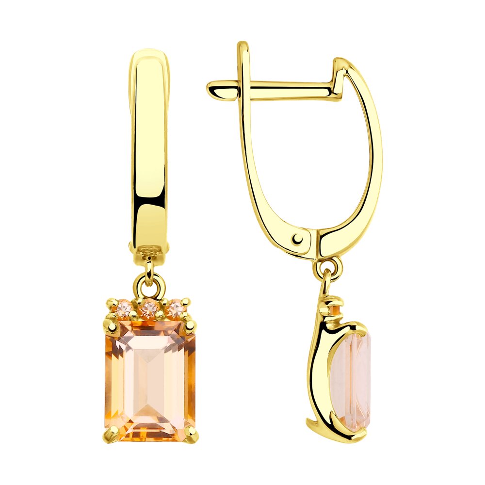Серьги SOKOLOV из желтого золота с топазами Swarovski