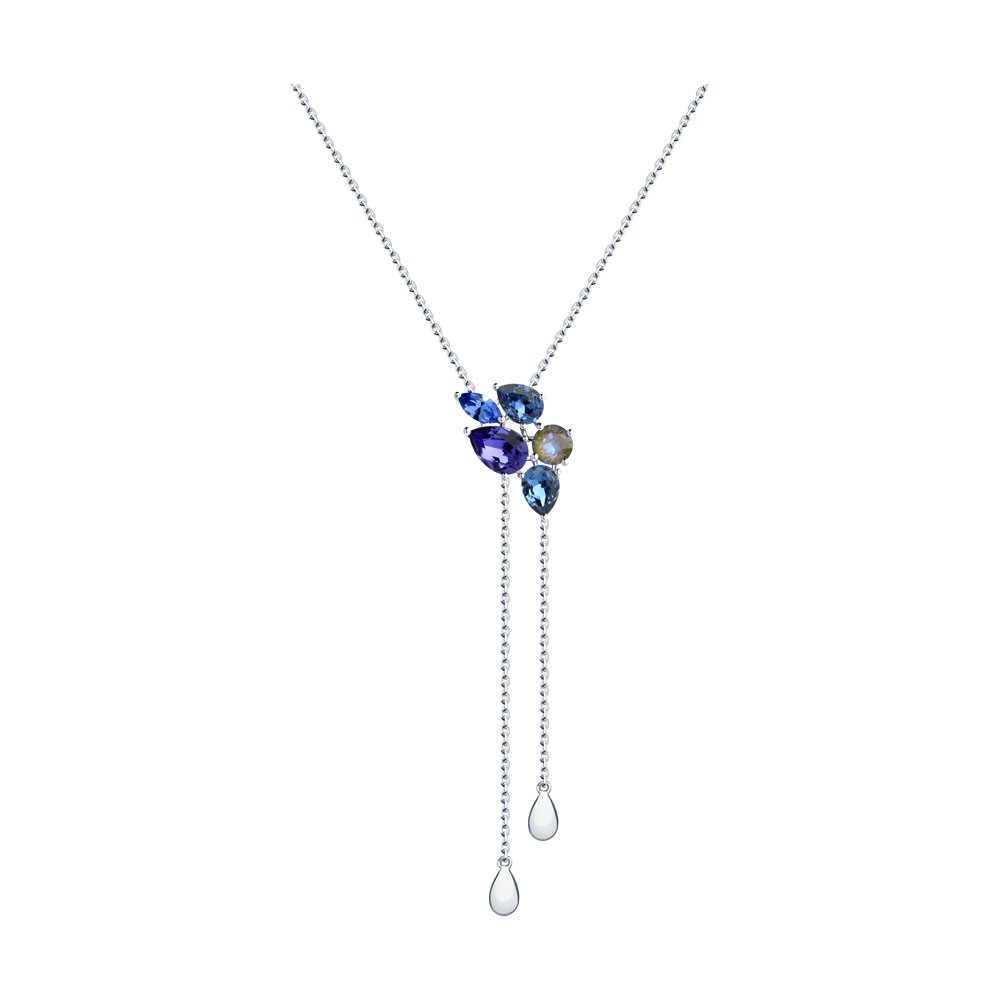 Колье SOKOLOV из серебра с голубыми и синим кристаллами Swarovski