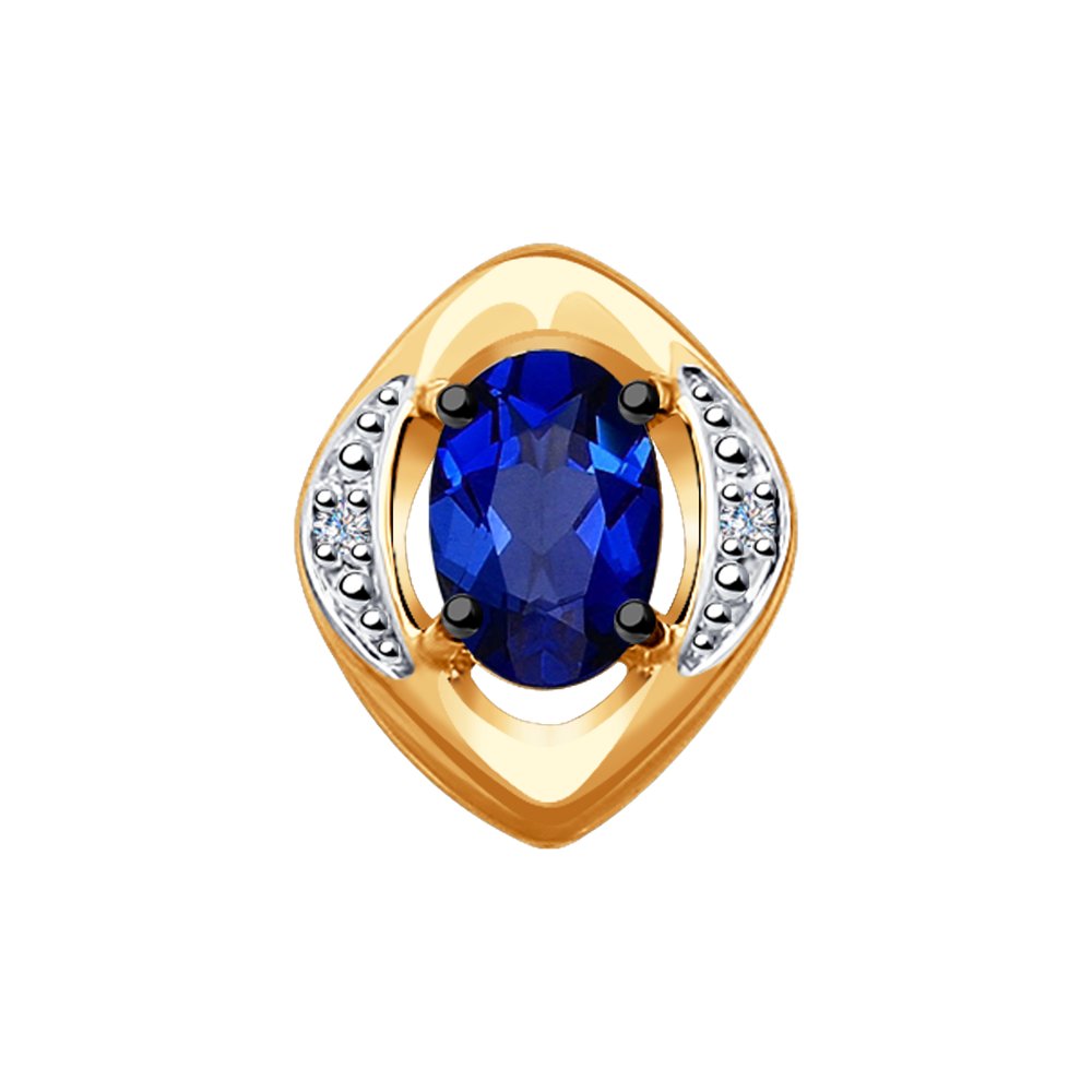 Подвеска SOKOLOV из золота с бриллиантами и синим корунд (синт.)