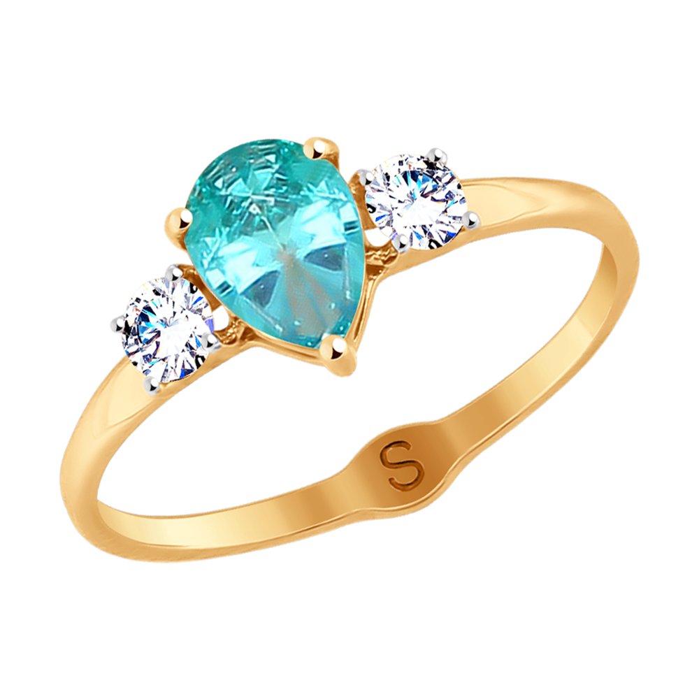 Кольцо SOKOLOV из золота с бесцветными и зелёным Swarovski Zirconia