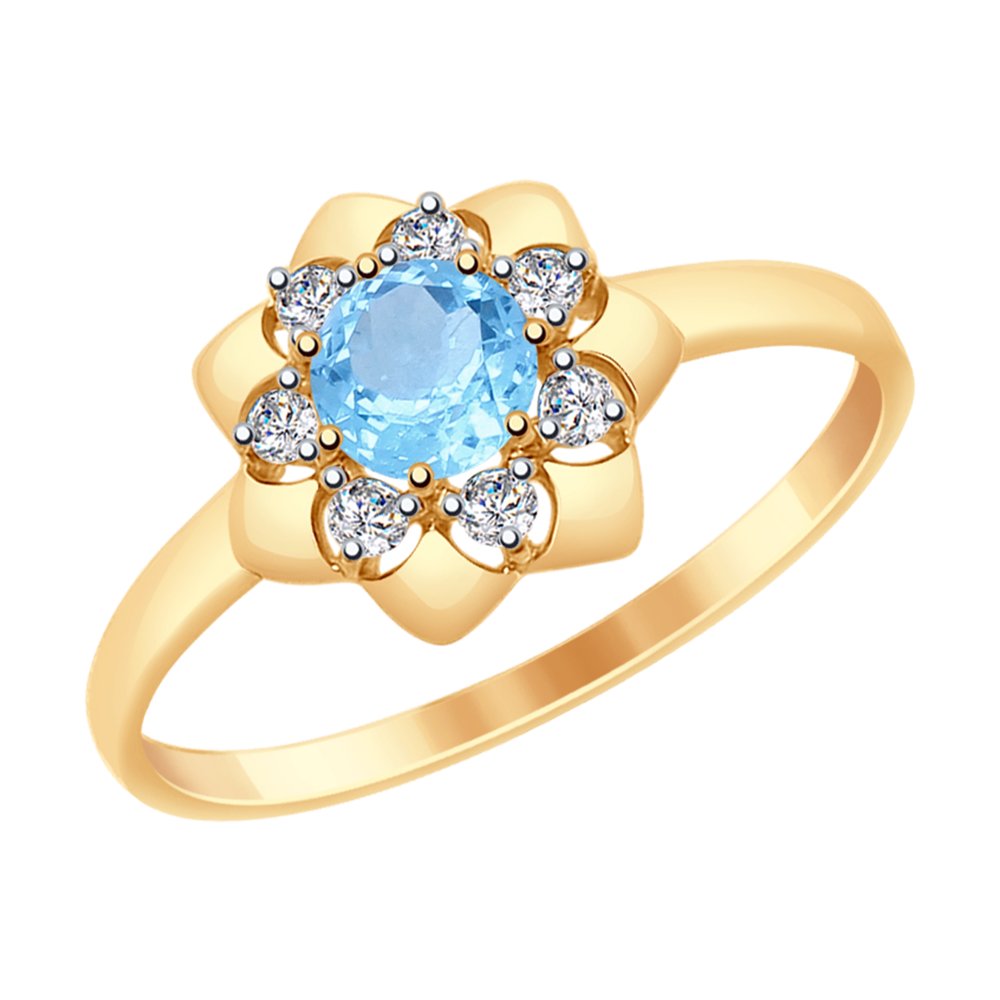 Кольцо SOKOLOV из золота с топазом и Swarovski Zirconia