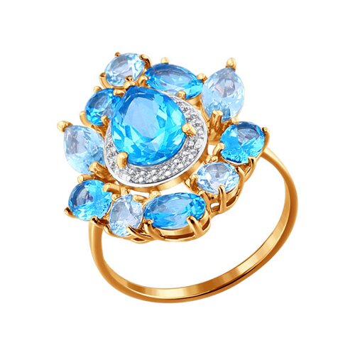 Кольцо SOKOLOV из золота с топазами swarovski и фианитами