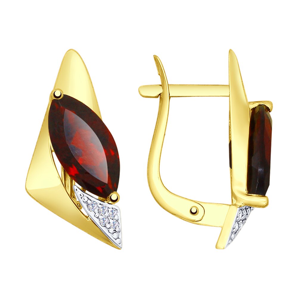 Серьги SOKOLOV из желтого золота с гранатами и