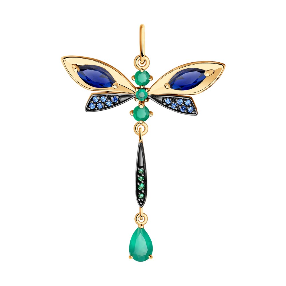 Подвеска SOKOLOV из золота с агатами, корундами и фианитами