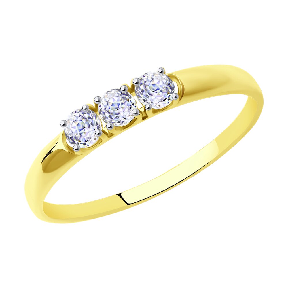 Кольцо SOKOLOV из желтого золота со Swarovski Zirconia