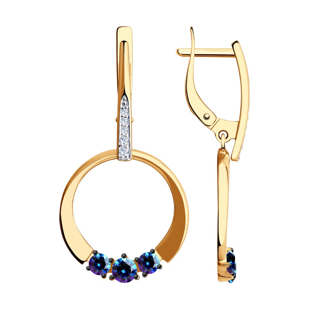 Серьги SOKOLOV из золота с бесцветными и синими Swarovski Zirconia
