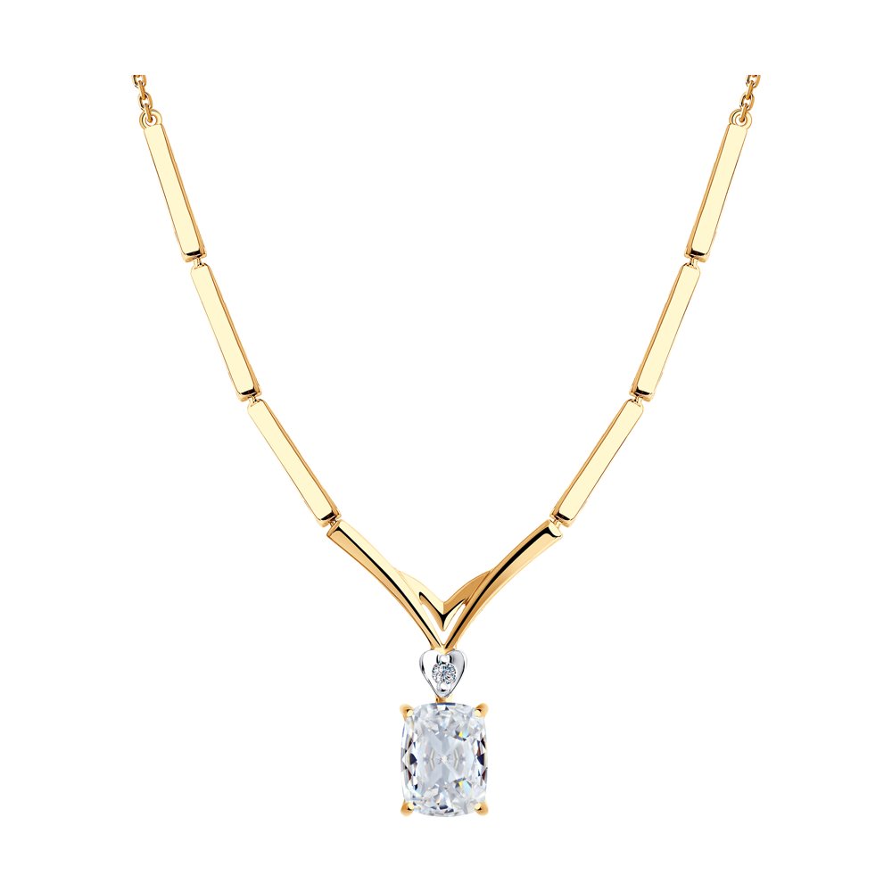 Колье SOKOLOV из золота с топазом Swarovski и фианитом Swarovski