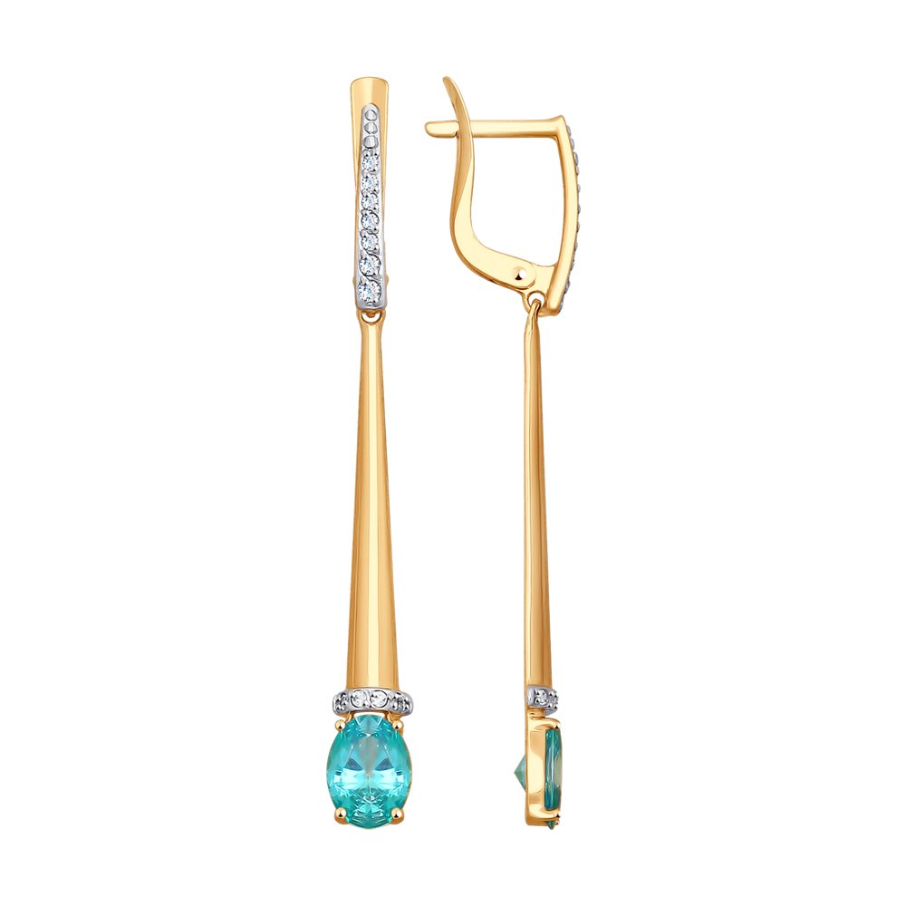 Серьги SOKOLOV из золота с бесцветными и зелеными Swarovski Zirconia