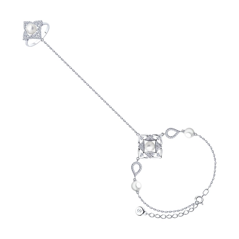 Браслет SOKOLOV из серебра с жемчугом, жемчугом Swarovski и фианитами