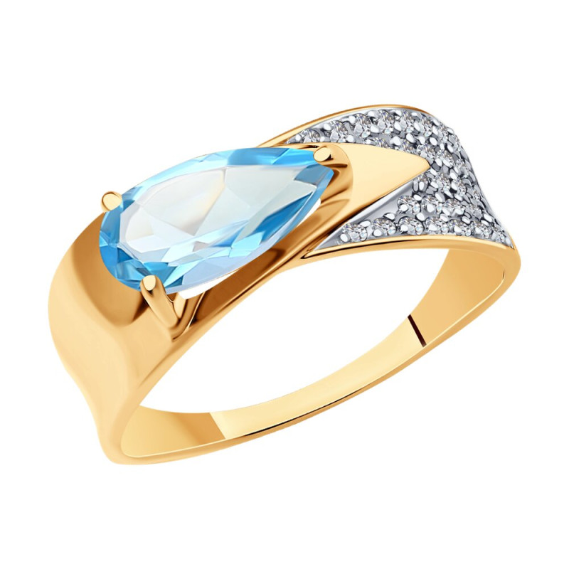 Кольцо SOKOLOV из золота с топазом и фианитами