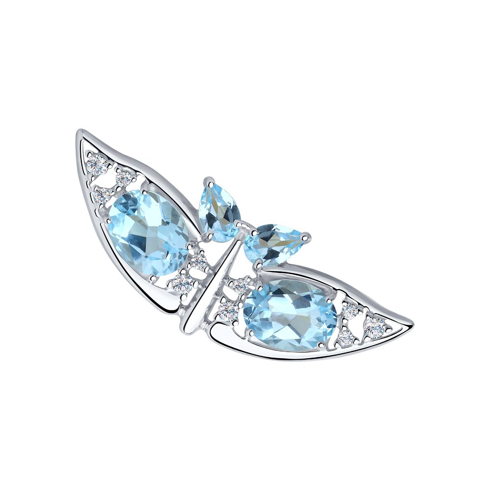 Брошь SOKOLOV из серебра с топазами и фианитами