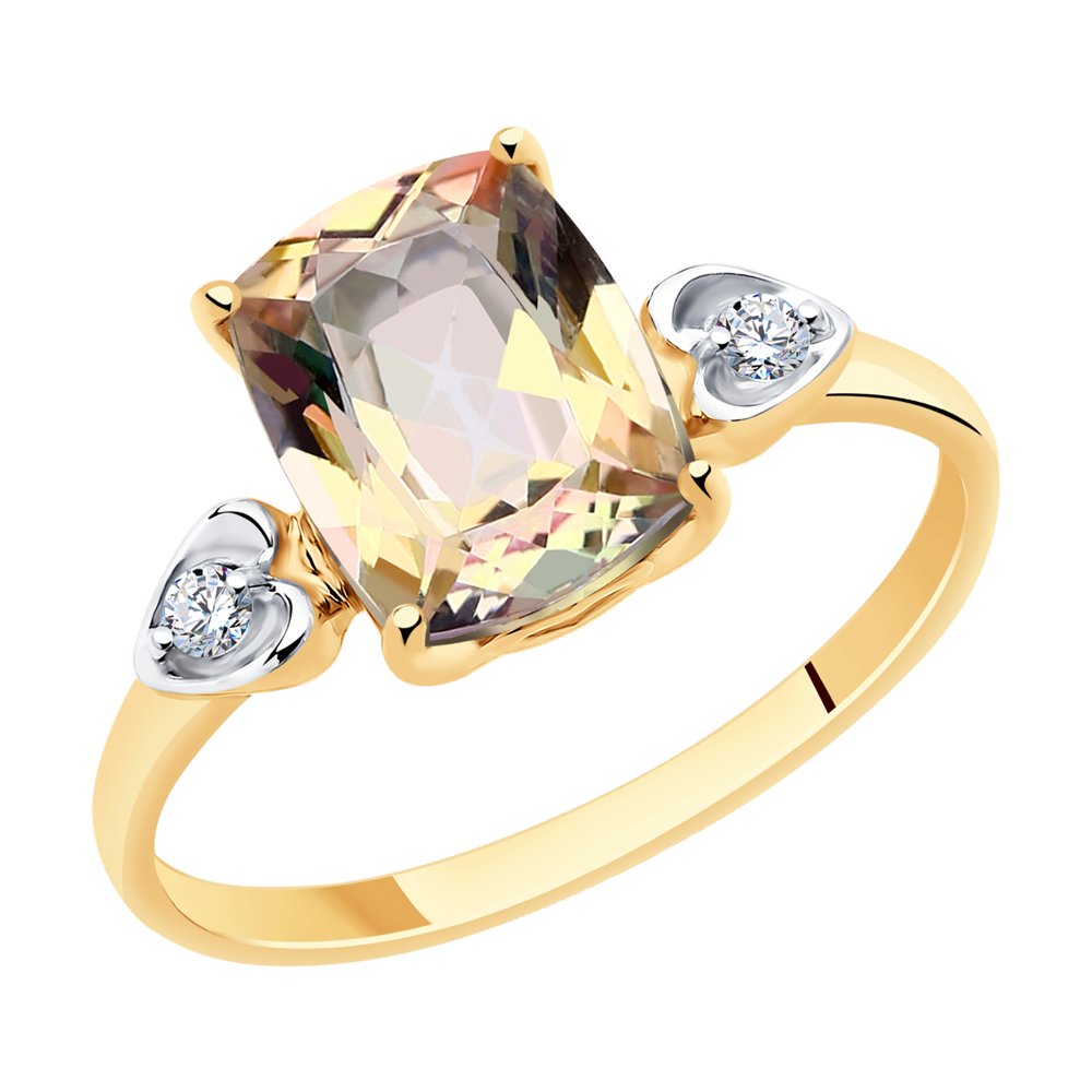 Кольцо SOKOLOV из золота с топазом Swarovski и фианитами Swarovski