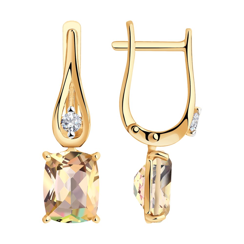 Серьги SOKOLOV из золота с родированием с топазами Swarovski и Swarovski Zirconia
