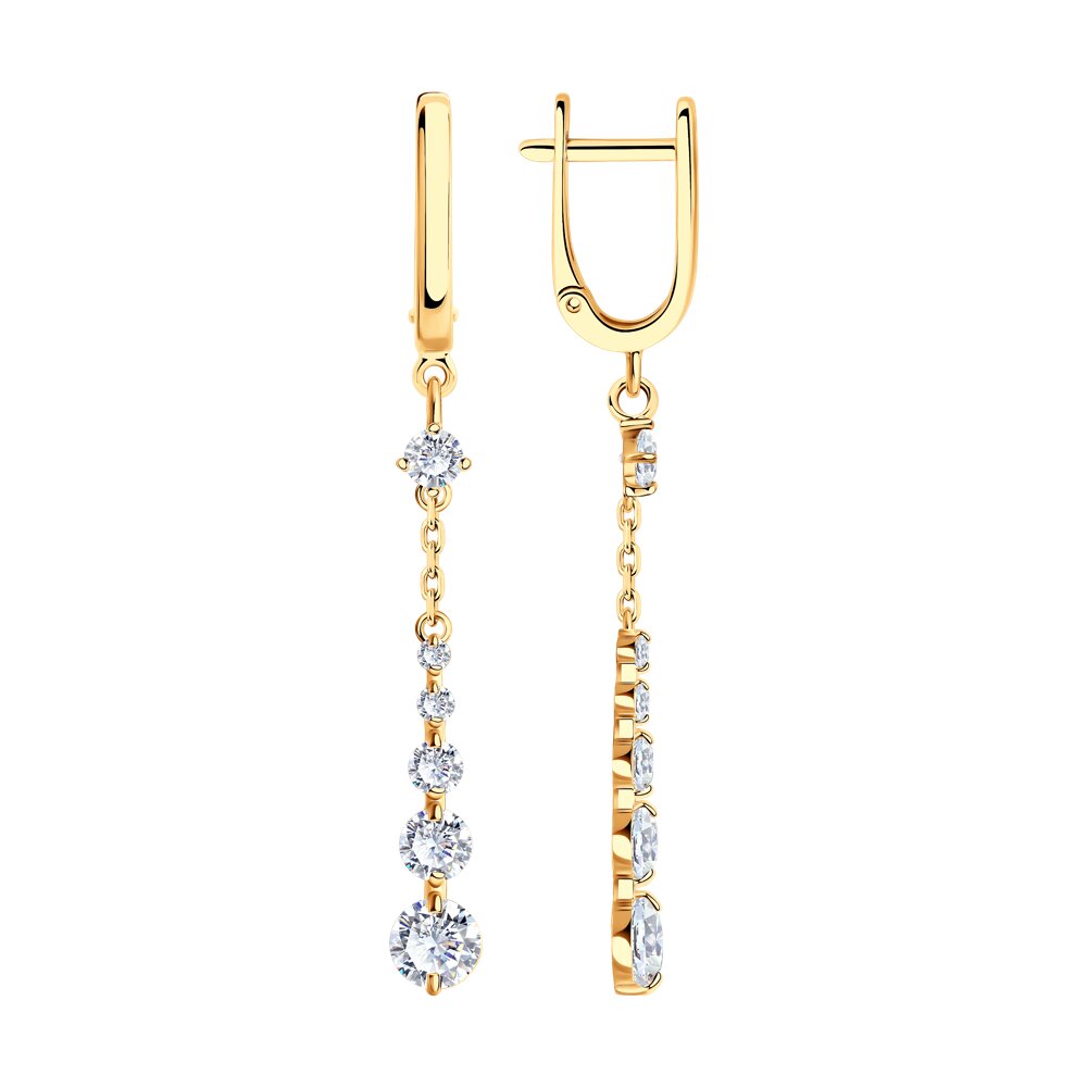 Длинные вечерние серьги с фианитами SOKOLOV