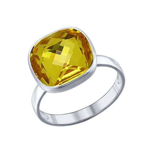Кольцо SOKOLOV из серебра с жёлтым кристаллом swarovski