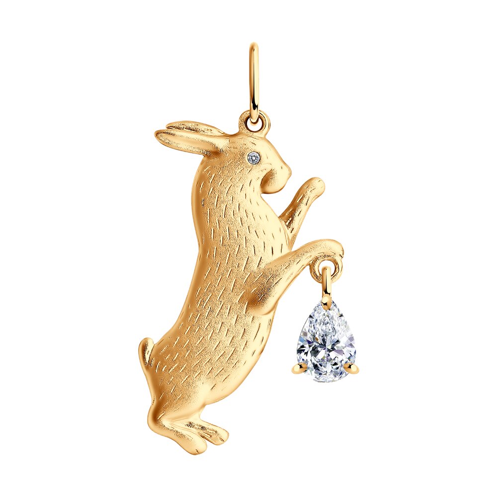 Подвеска SOKOLOV из золочёного серебра с золочением с кристаллом Swarovski и фианитом