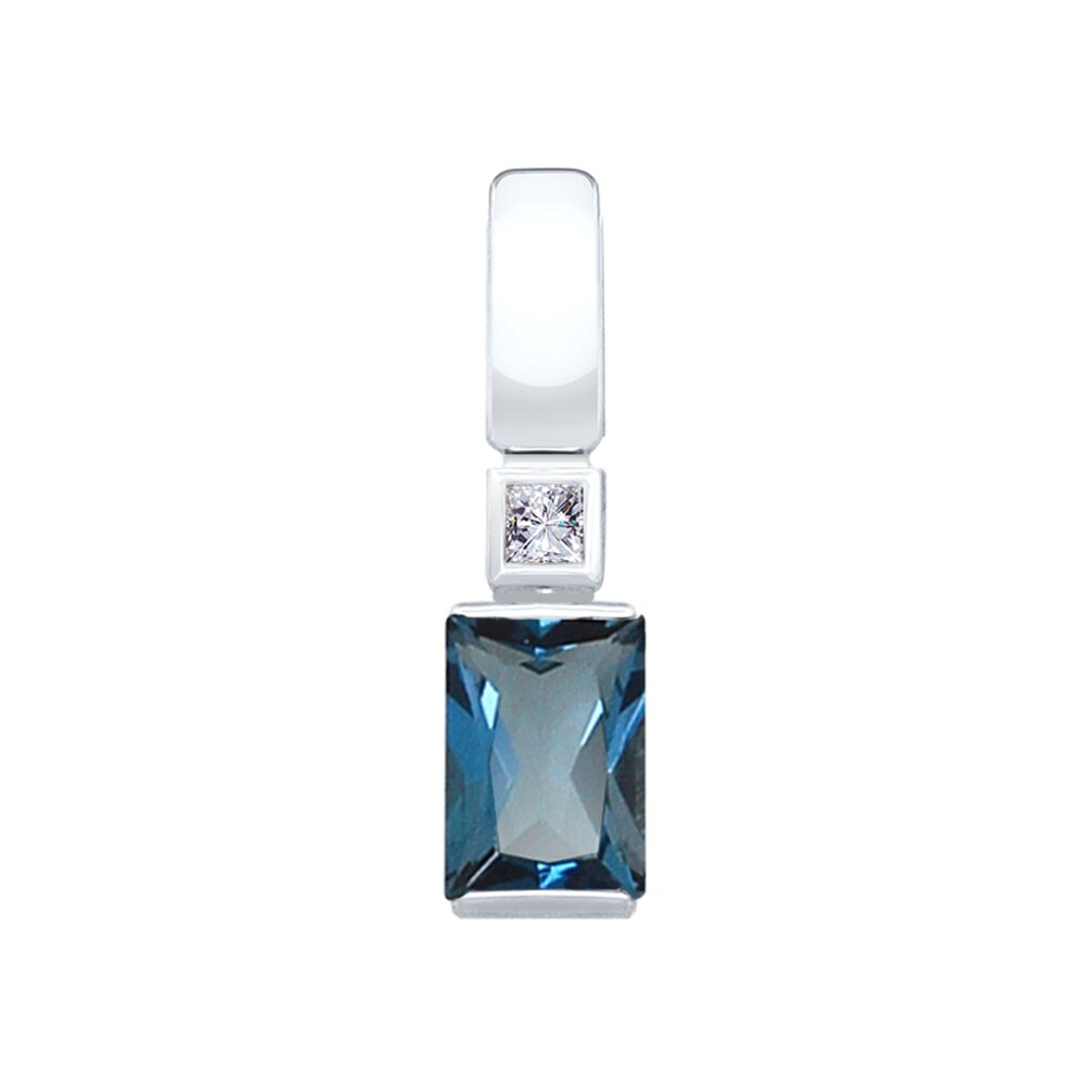 Подвеска SOKOLOV из белого золота с синим топазом и Swarovski Zirconia