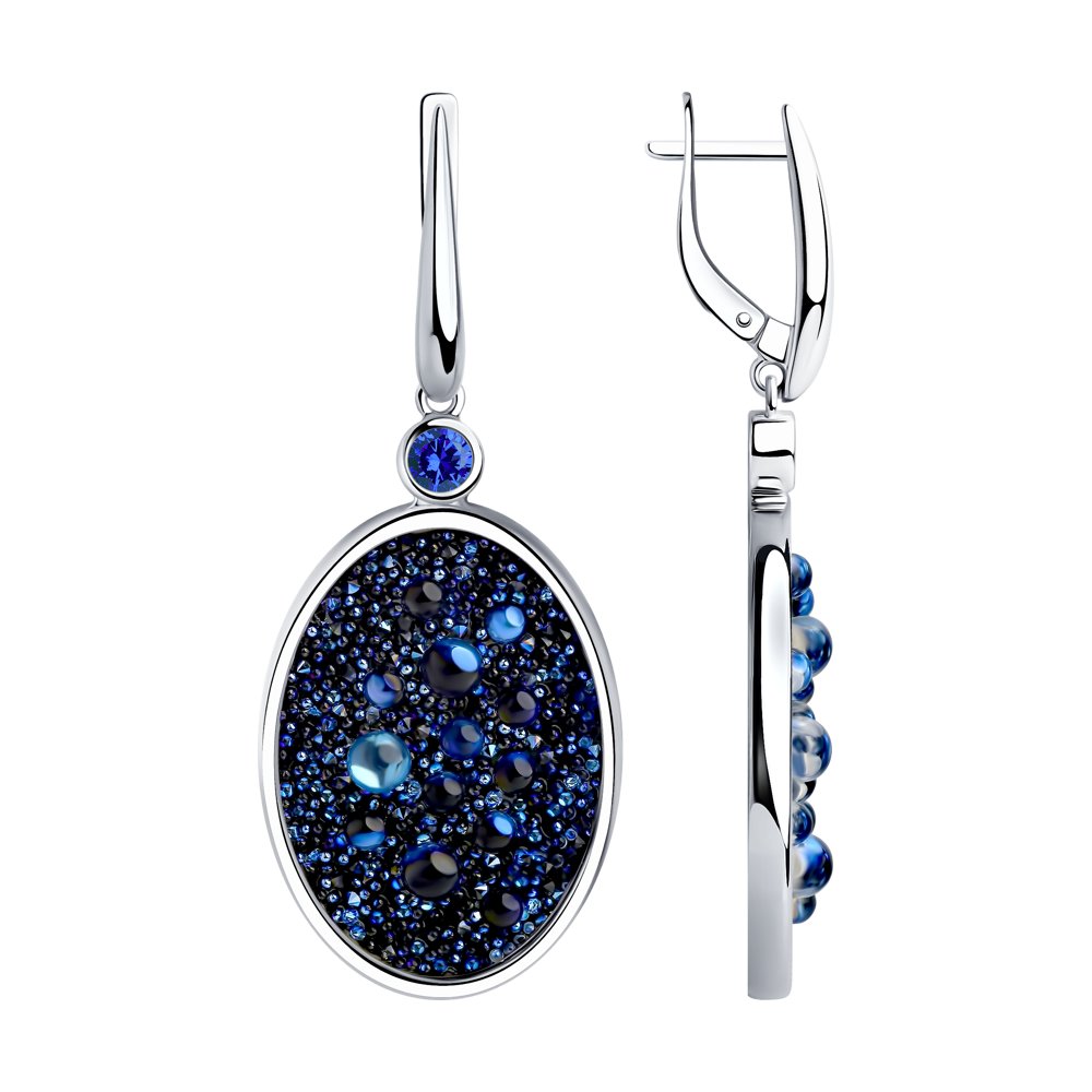 Серьги SOKOLOV из серебра с синими кристаллами Swarovski и фианитами