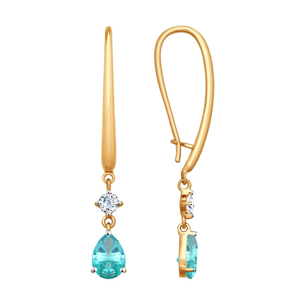 Серьги SOKOLOV из золота с бесцветными и зелеными Swarovski Zirconia