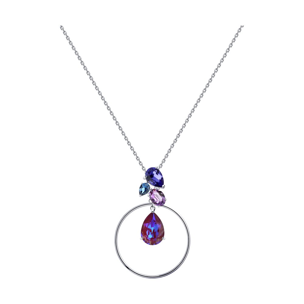 Колье SOKOLOV из серебра с голубыми кристаллами Swarovski