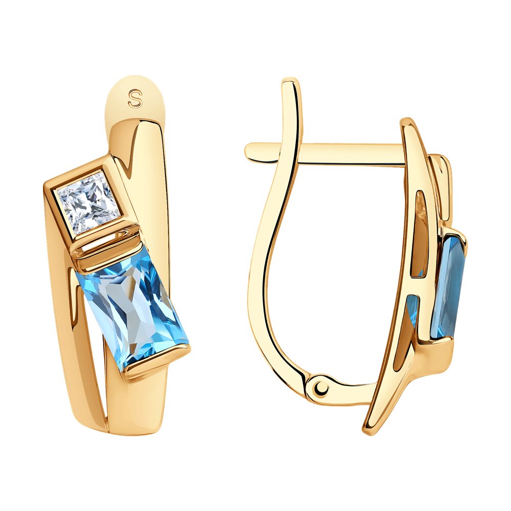 Серьги SOKOLOV из золота с топазами и Swarovski Zirconia