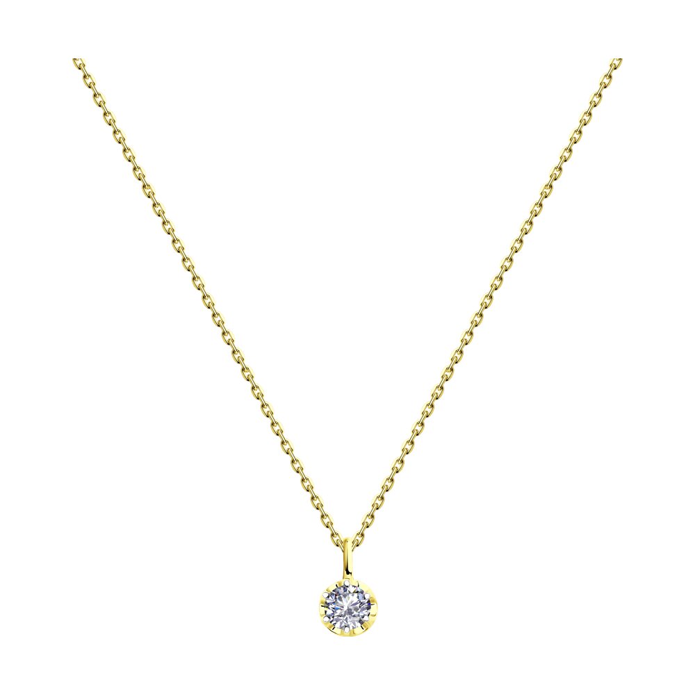 Колье SOKOLOV из желтого золота с родированием с бриллиантом