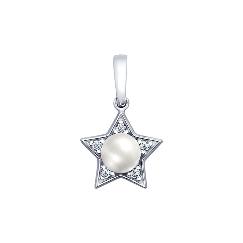 Подвеска в виде звезды с жемчугом Swarovski и фианитами SOKOLOV