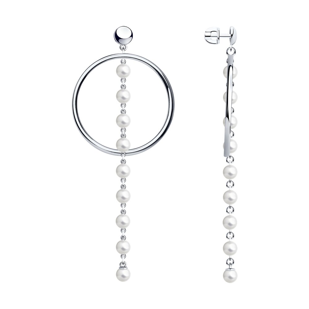Серьги SOKOLOV из серебра с жемчугом и жемчугом Swarovski