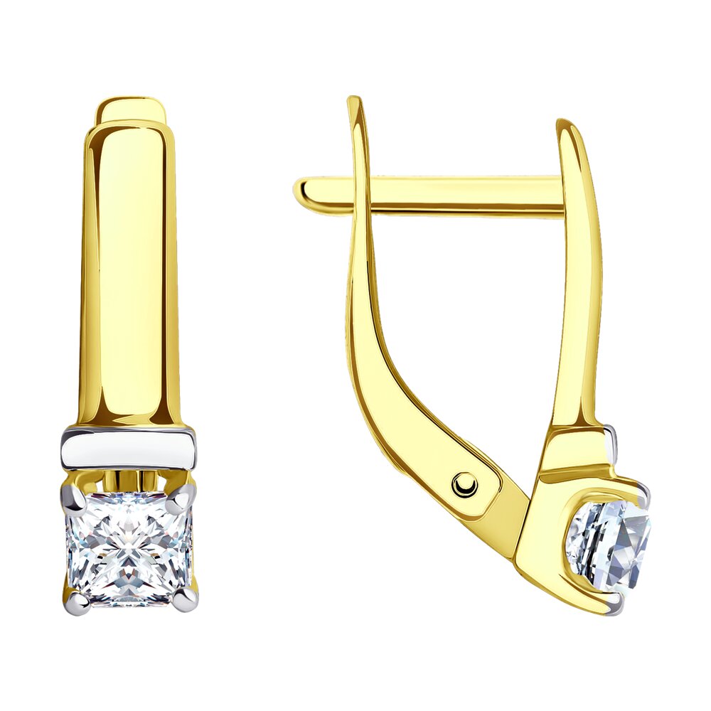Серьги SOKOLOV из желтого золота со Swarovski Zirconia