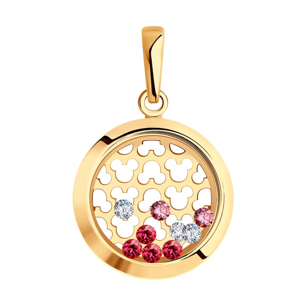 Подвеска SOKOLOV из золота с минеральным стеклом, фианитами Swarovski и фианитами