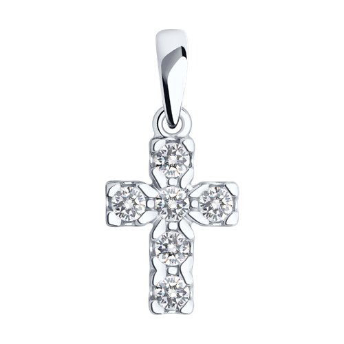 Крест SOKOLOV из белого золота со Swarovski Zirconia