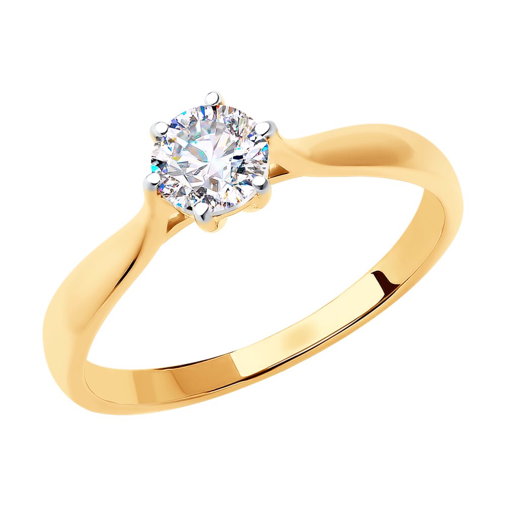 Кольцо SOKOLOV из золота с родированием со Swarovski Zirconia